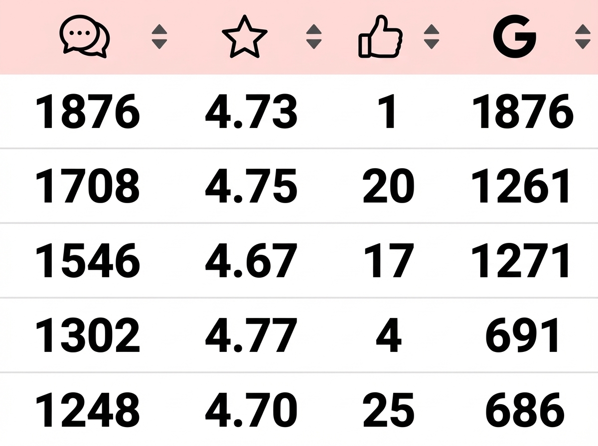 Google reviews dashboard statistics by branch
