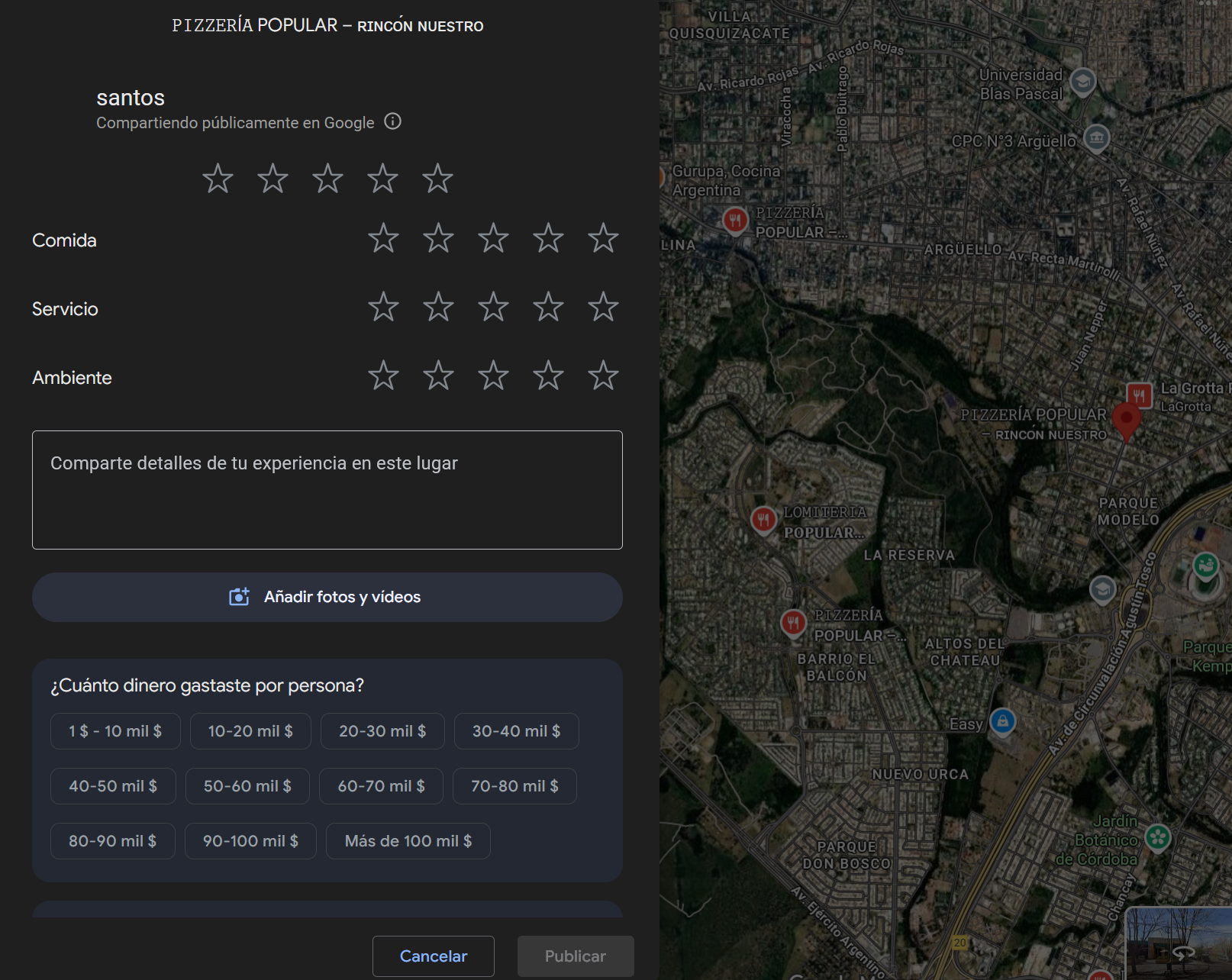 WhatsApp review generation at Pizzeria Popular
